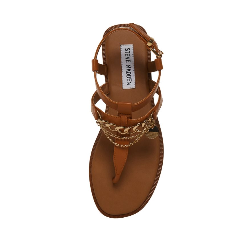 Sandalias Planas Steve Madden Azalia Cuero Mujer Marrones | ES AL6S29